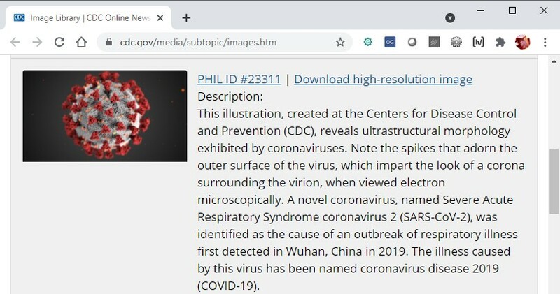 CDC Bild des Corona Virus